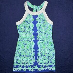 Lilly Pulitzer Dress Womens 12 Green Del Mar Shift Bamboo Koala Preppy Y2K